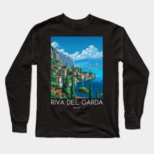 A Pop Art Travel Print of Riva del Garda - Italy Long Sleeve T-Shirt